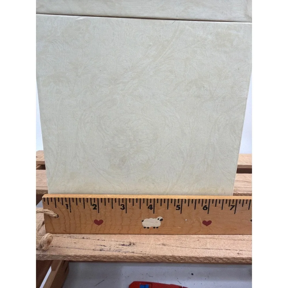 Vintage Style Cream Damask Ribbon‎ Organizer Box 5 Grommet Dispenser & 11 Rolls